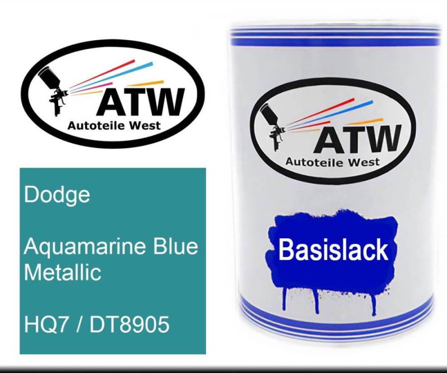 Dodge, Aquamarine Blue Metallic, HQ7 / DT8905: 500ml Lackdose, von ATW Autoteile West.